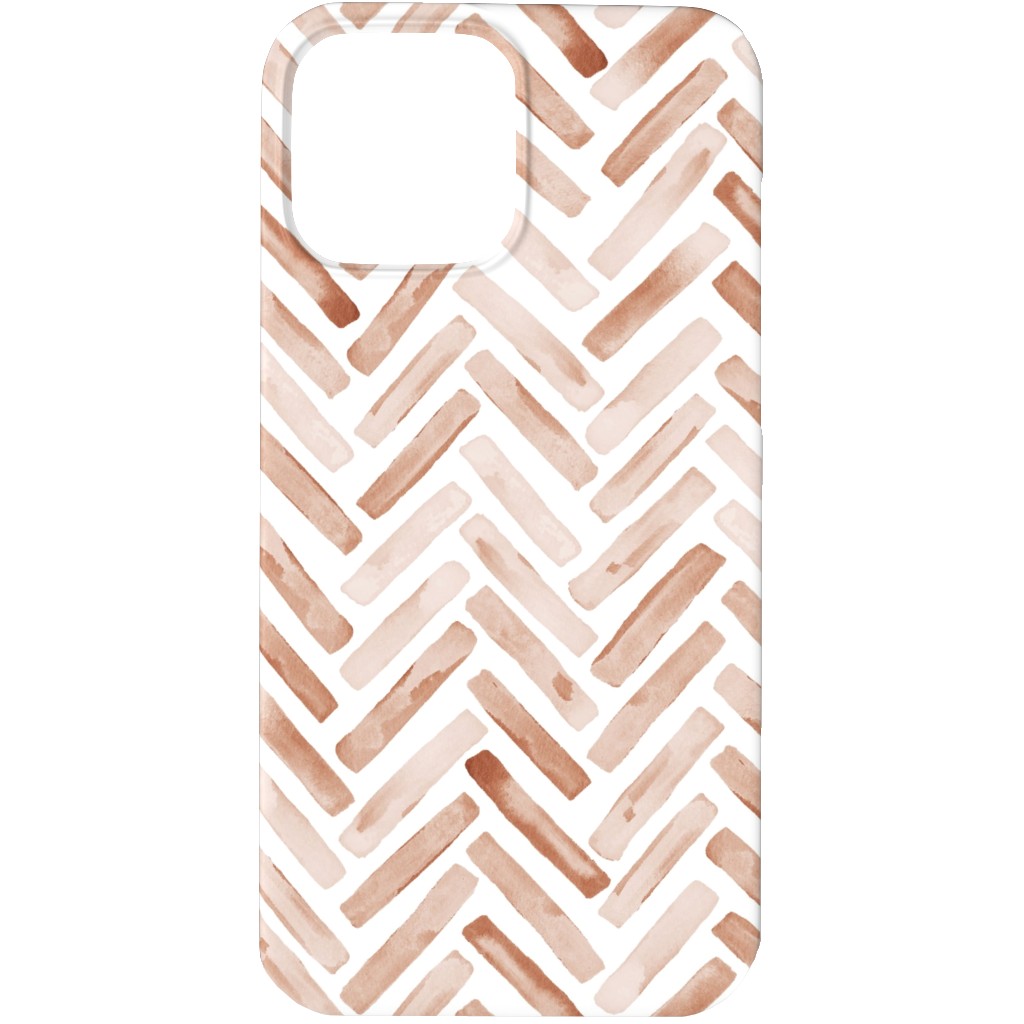 Painted Chevron Herringbone Phone Case, Silicone Liner Case, Matte, iPhone 13 Pro Max, Brown, Desert Rose
