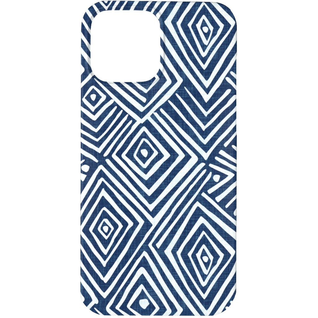 Diamond Mud Cloth -Blue Phone Case, Silicone Liner Case, Matte, iPhone 13 Pro Max, Blue, True Blue