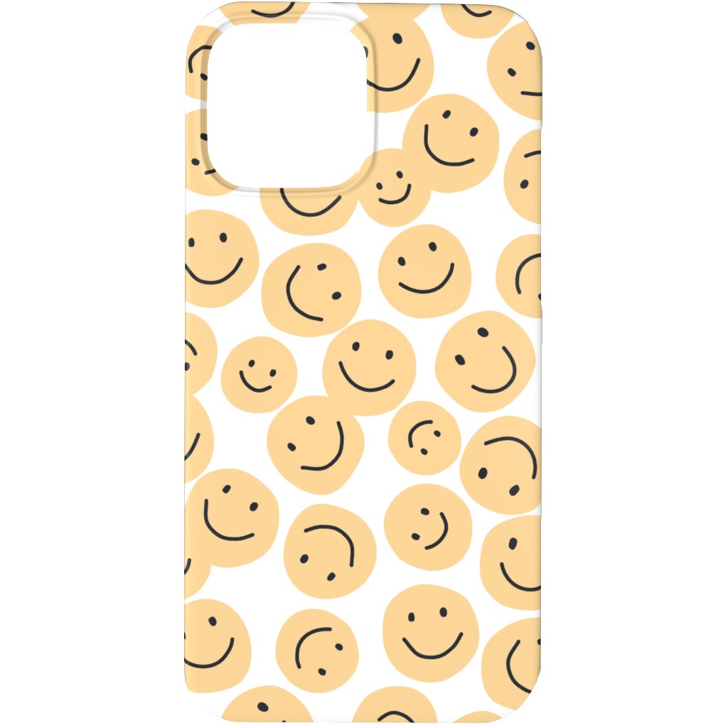 Happy Smiley Faces - Yellow Phone Case, Silicone Liner Case, Matte, iPhone 13 Pro Max, Yellow, Classic Yellow