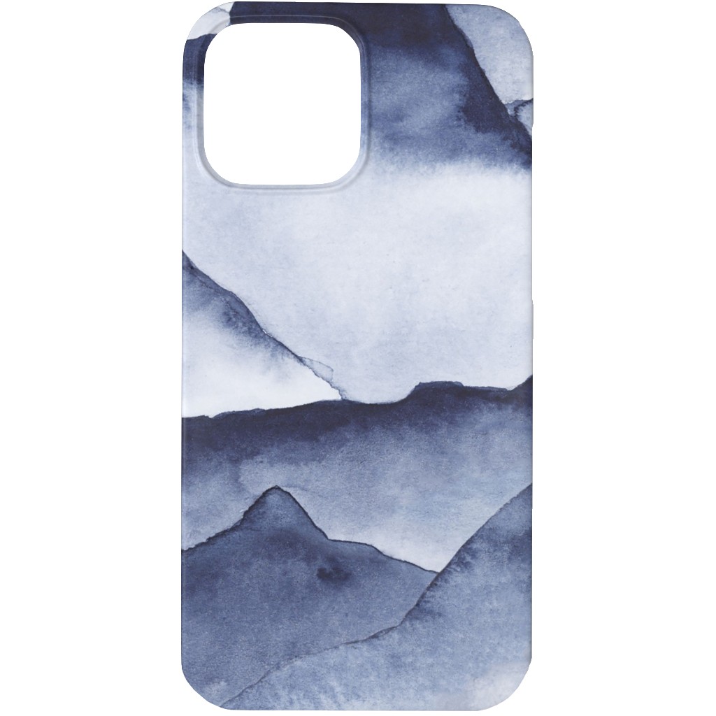 Watercolor Mountains - Blue Phone Case, Silicone Liner Case, Matte, iPhone 13 Pro Max, Blue