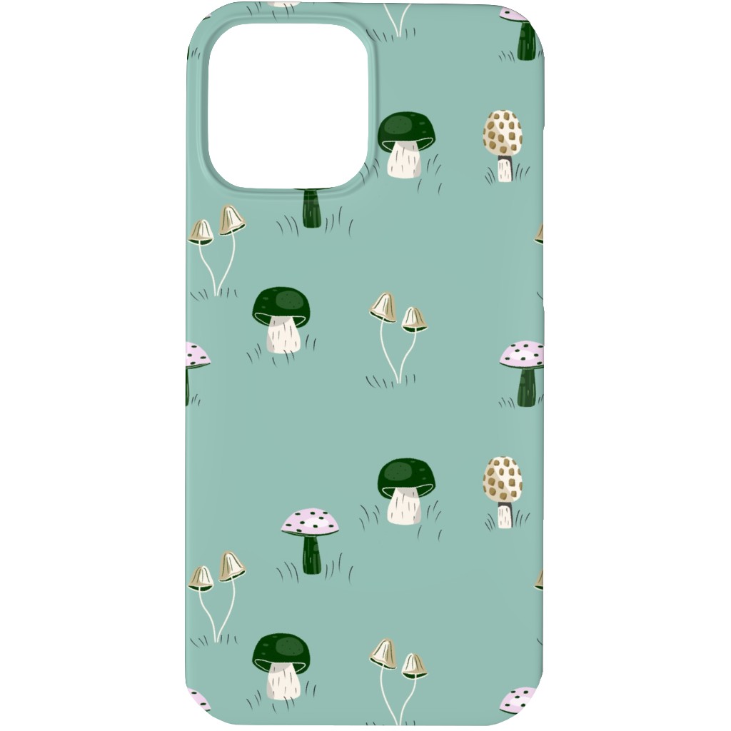 Mushroom Field - Green Phone Case, Silicone Liner Case, Matte, iPhone 13 Pro Max, Green