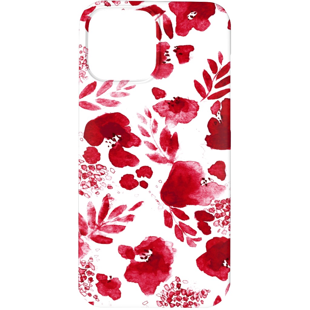 Floret Floral - Red Phone Case, Silicone Liner Case, Matte, iPhone 13 Pro Max, Red