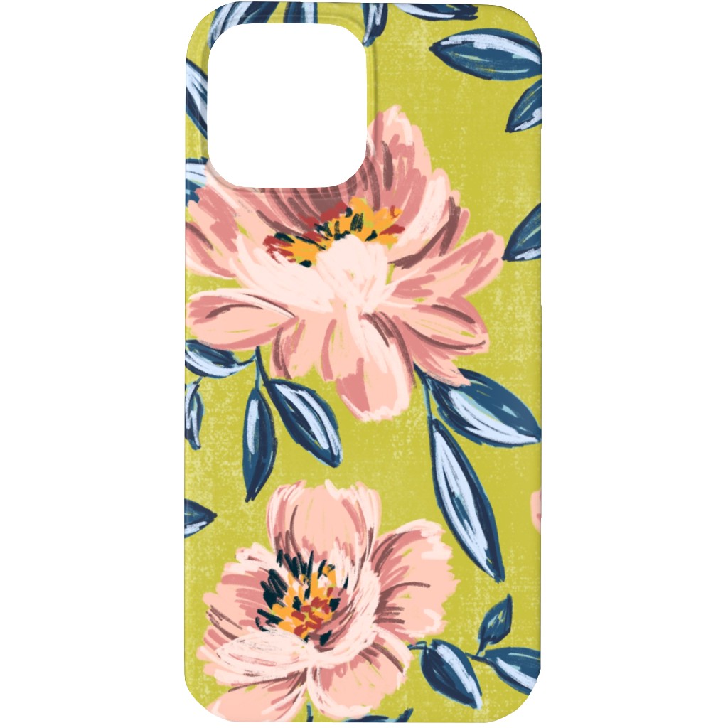 Pink Peonies Phone Case, Silicone Liner Case, Matte, iPhone 13 Pro Max, Green, Classic Green
