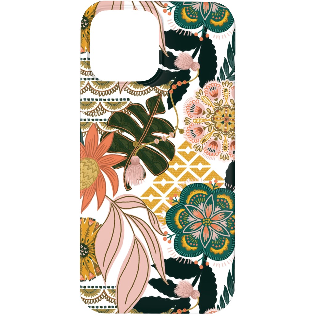 Boho Tropical - Floral - Multi Light Phone Case, Silicone Liner Case, Matte, iPhone 13 Pro Max, Multicolor