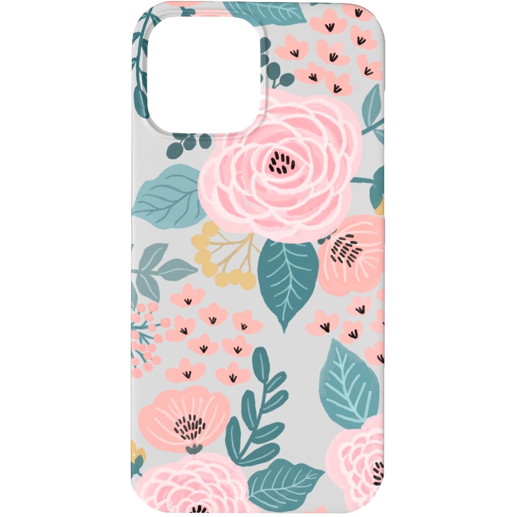 June Botanicals - Gray Phone Case, Slim Case, Matte, iPhone 13 Pro Max, Pink