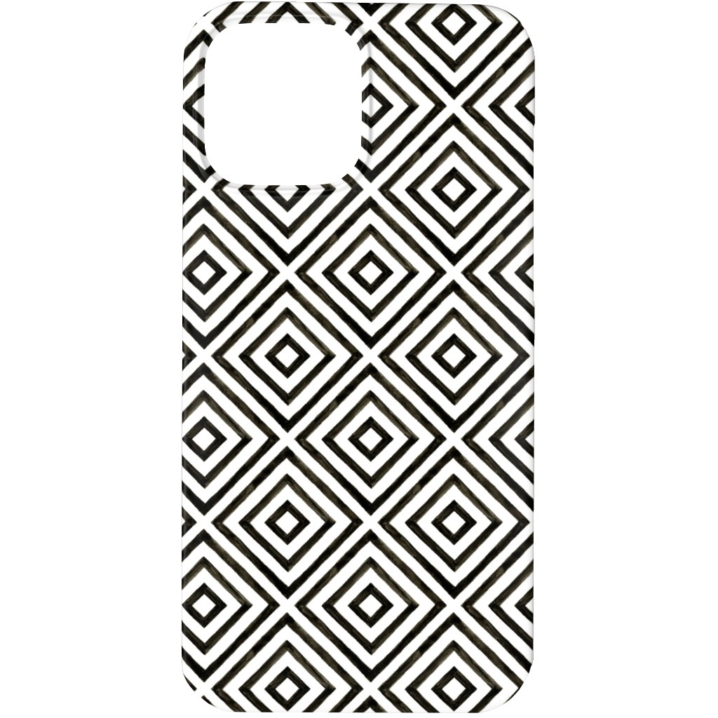 Diamond Pattern - Black and White Phone Case, Slim Case, Matte, iPhone 13 Pro Max, Black