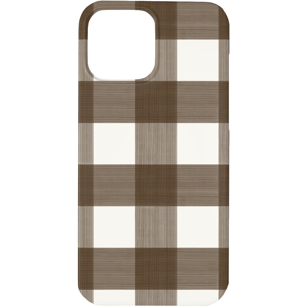 Cross Hatch Plaid Phone Case, Slim Case, Matte, iPhone 13 Pro Max, Brown, Granite