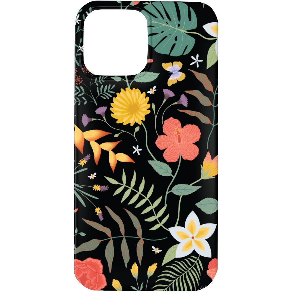 Hawaii Floral - Black Phone Case, Slim Case, Matte, iPhone 13 Pro Max, Multicolor