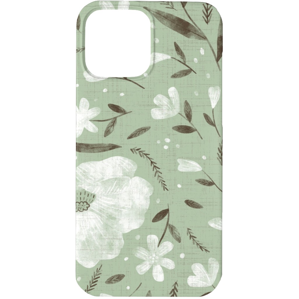 Charlotte Floral - Sage Phone Case, Slim Case, Matte, iPhone 13 Pro Max, Green