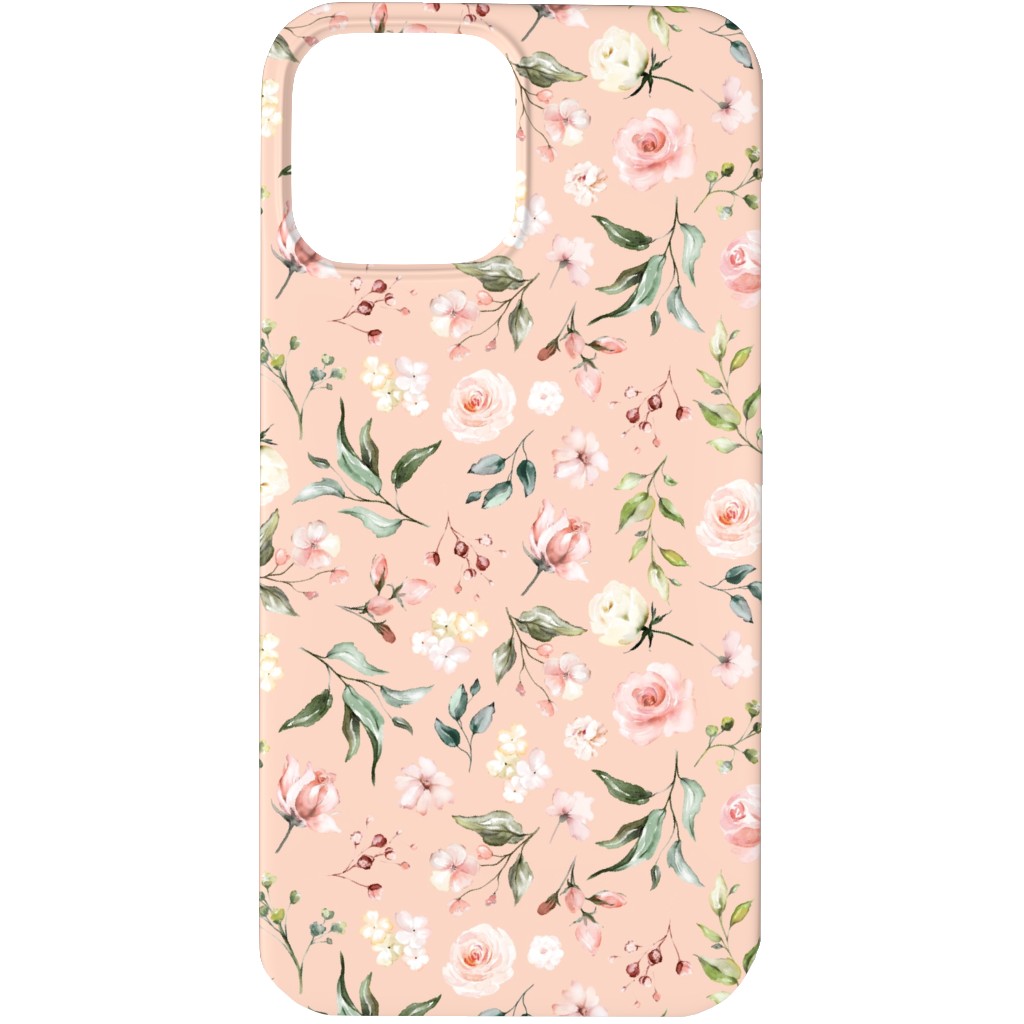 Celestial Rose Floral - Blush Phone Case, Slim Case, Matte, iPhone 13 Pro Max, Pink, Bright Pink