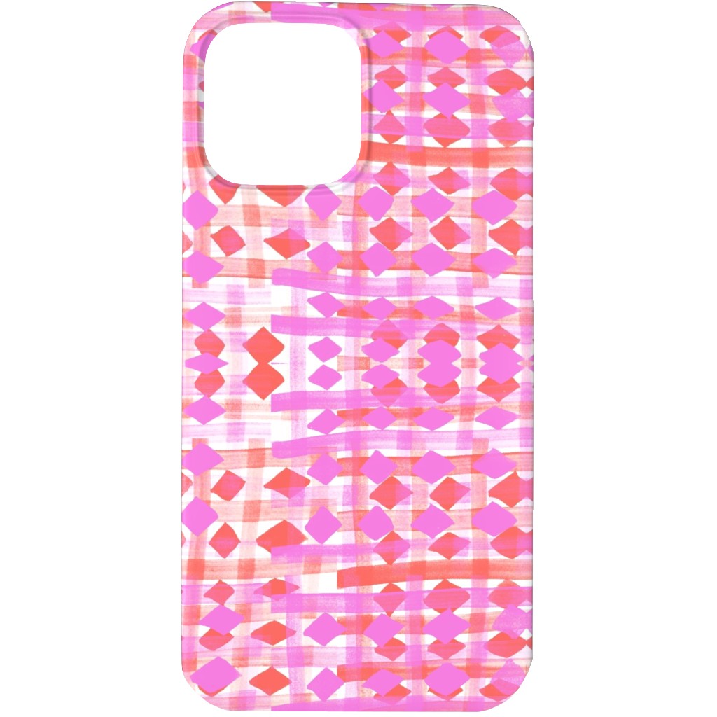 Brush Stripes Geometric - Pink Phone Case, Slim Case, Matte, iPhone 13 Pro Max, Pink