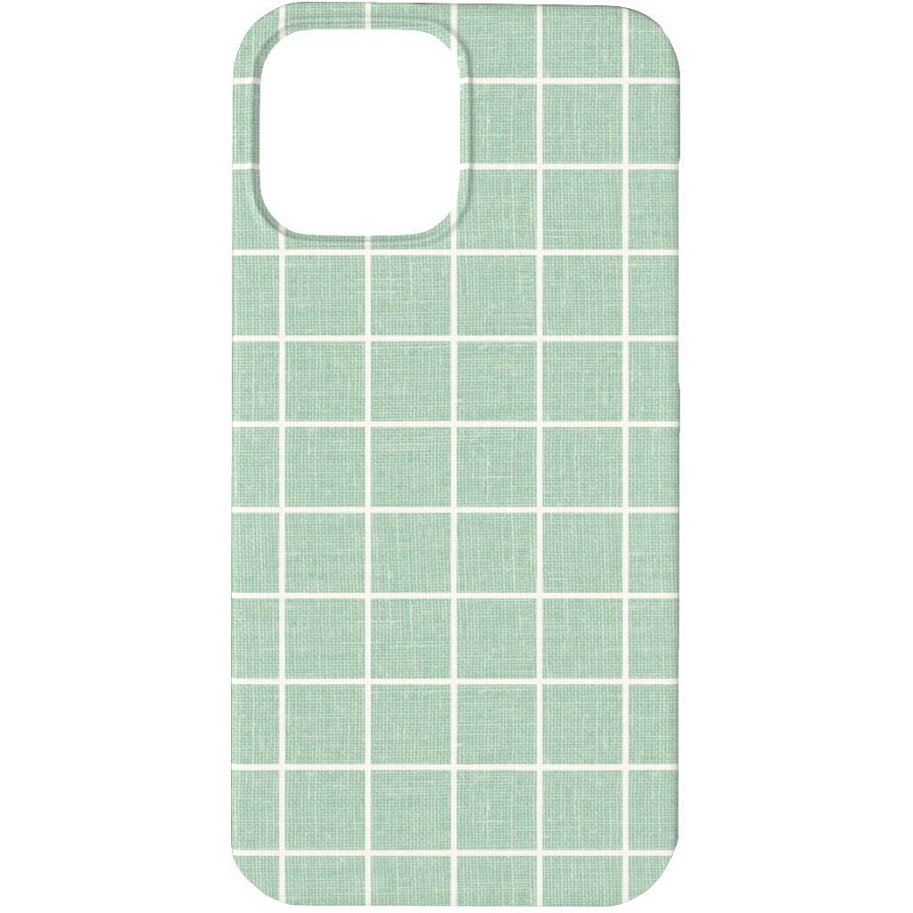 Grid Linen Look Phone Case, Slim Case, Matte, iPhone 13 Pro Max, Green, Mint