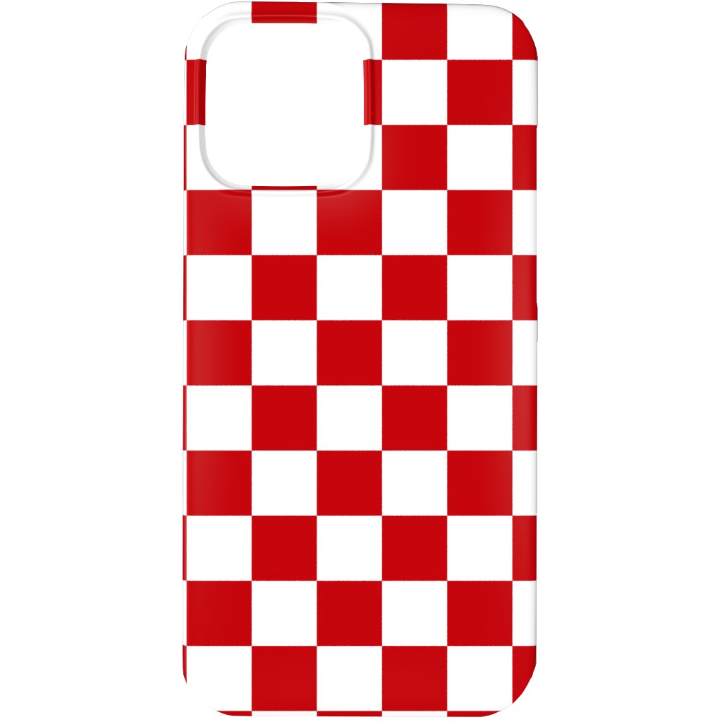 Checkerboard - Red and White Phone Case, Slim Case, Matte, iPhone 13 Pro Max, Red, Red