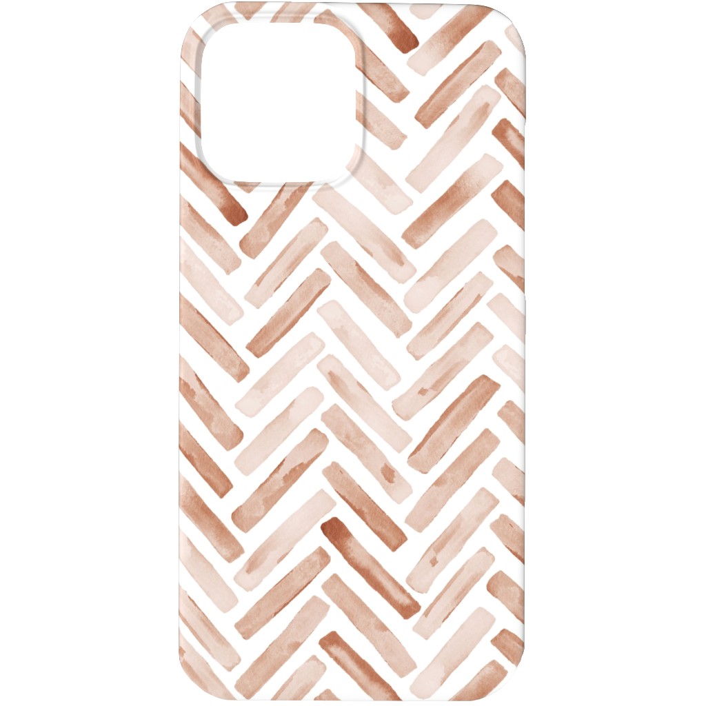 Painted Chevron Herringbone Phone Case, Silicone Liner Case, Matte, iPhone 13 Pro, Brown