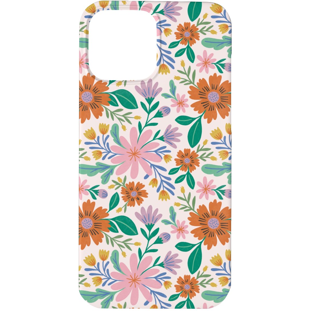 Happy Flowers - Pink Multi Phone Case, Silicone Liner Case, Matte, iPhone 13 Pro, Pink