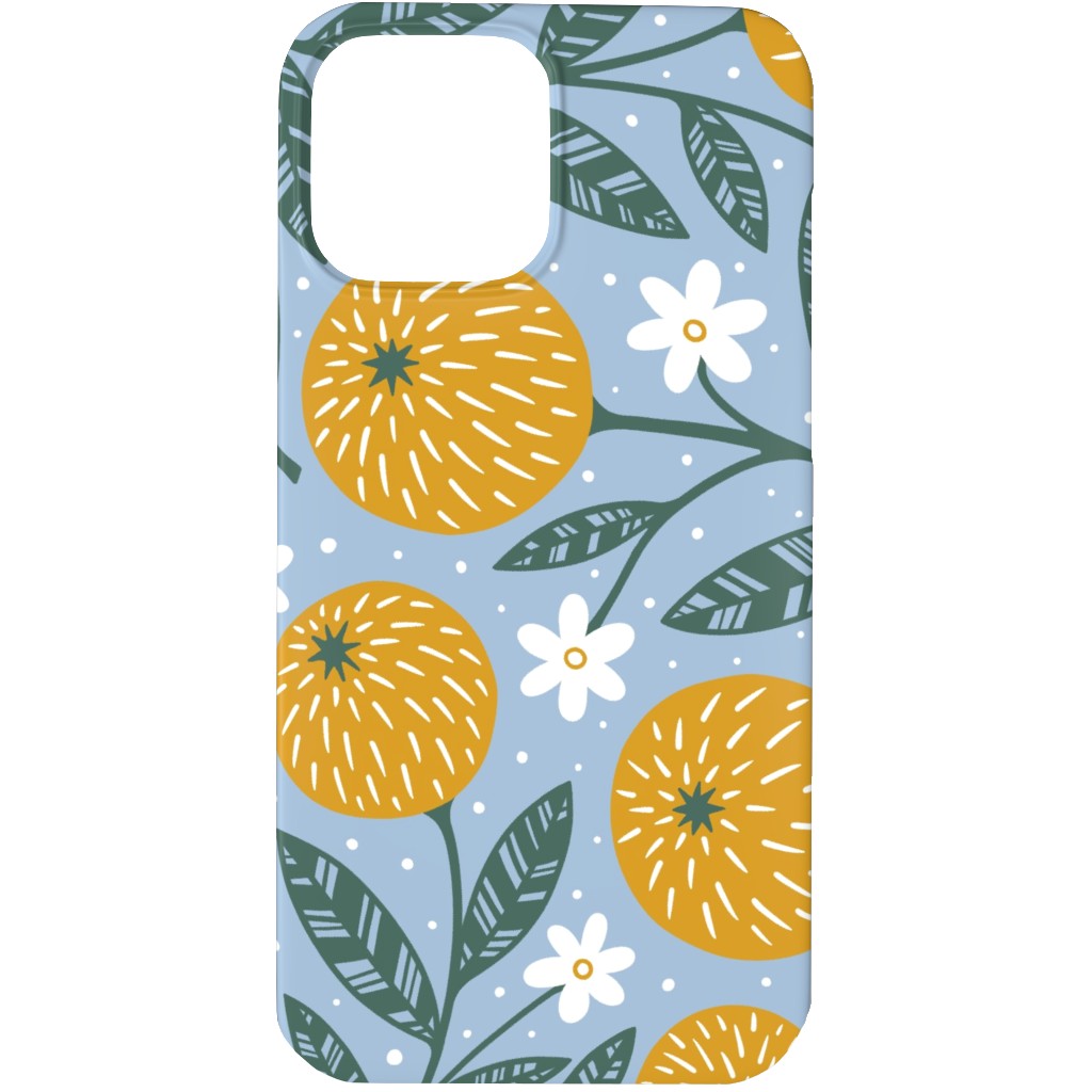 Orange Trees - Blue Phone Case, Silicone Liner Case, Matte, iPhone 13 Pro, Blue, True Blue