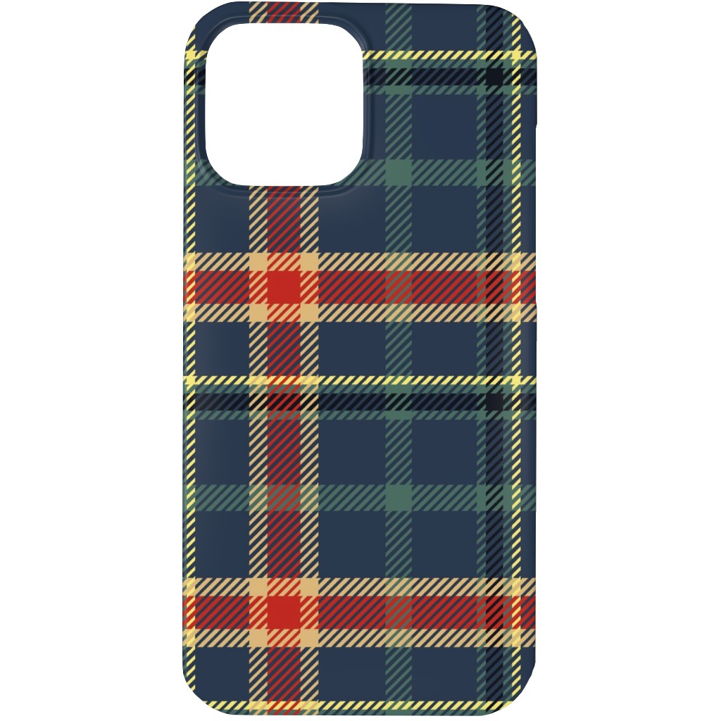 Navy Blue and Pine Plaid Phone Case, Silicone Liner Case, Matte, iPhone 13 Pro, Multicolor