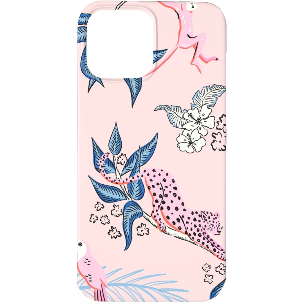 Jungle Toile - Pink Phone Case, Silicone Liner Case, Matte, iPhone 13 Pro, Pink