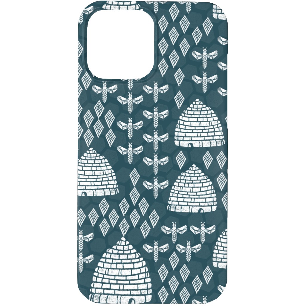 Vintage Bees and Hives - Blue Phone Case, Silicone Liner Case, Matte, iPhone 13 Pro, Green, Classic Green