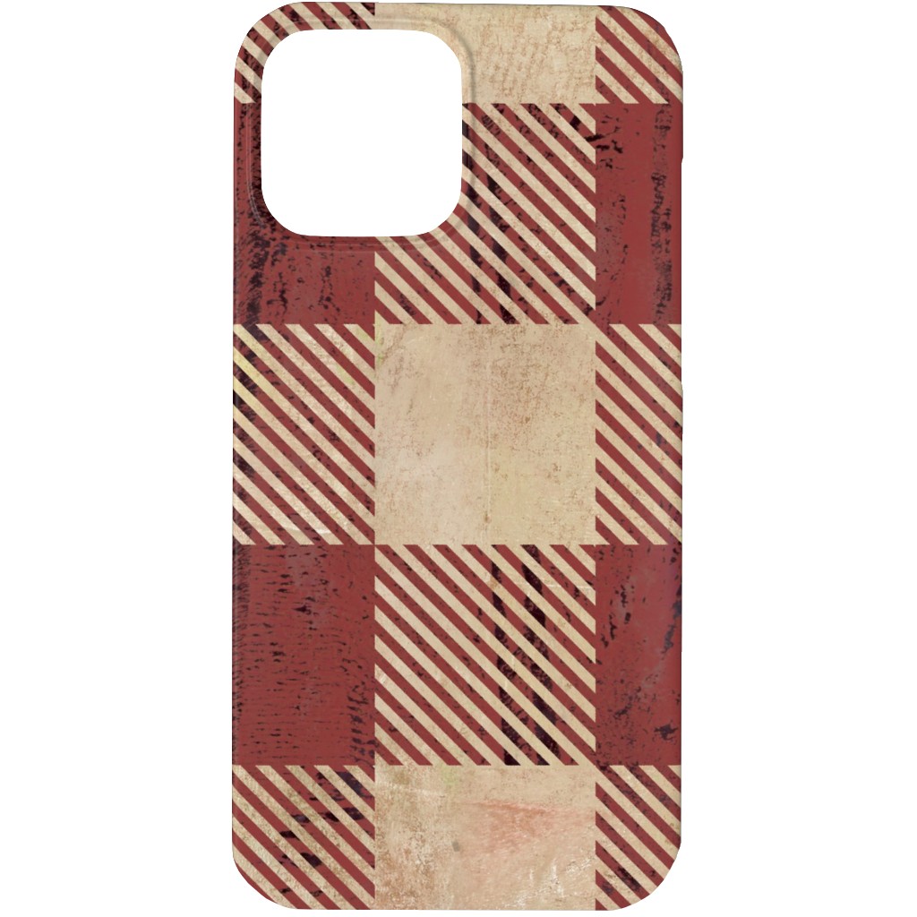 Rustic Buffalo Plaid - Red Phone Case, Silicone Liner Case, Matte, iPhone 13 Pro, Red, Red