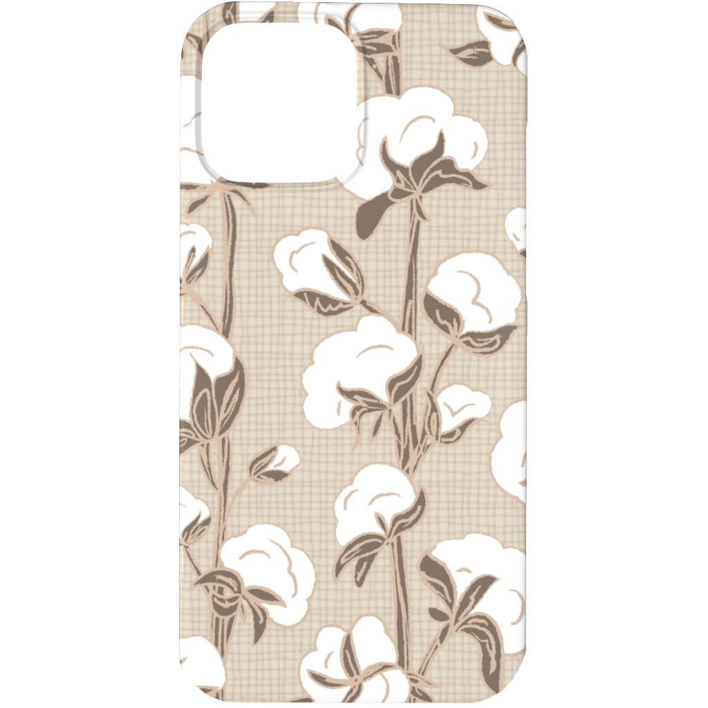 Cotton Stalk Stripe - Brown Phone Case, Silicone Liner Case, Matte, iPhone 13 Pro, Beige
