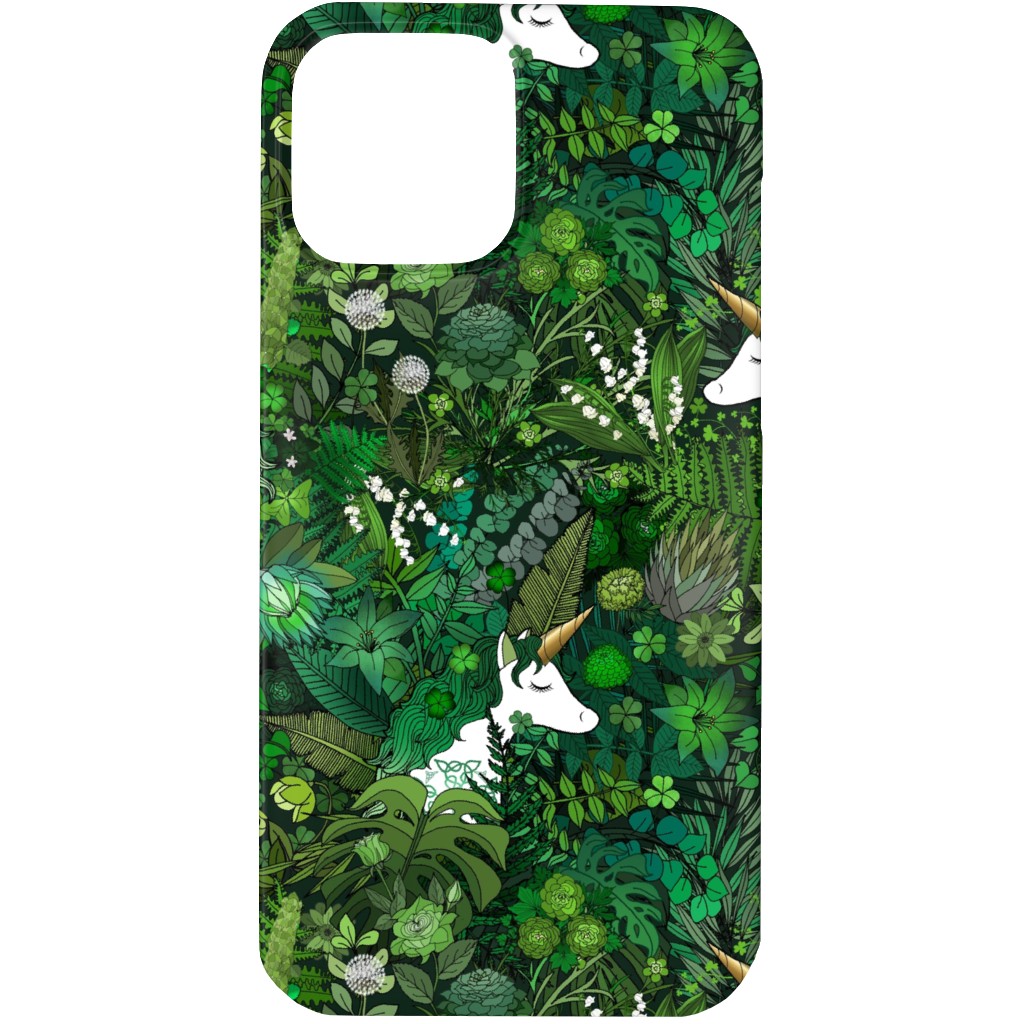 Irish Unicorn in a Green Garden Phone Case, Silicone Liner Case, Matte, iPhone 13 Pro, Green