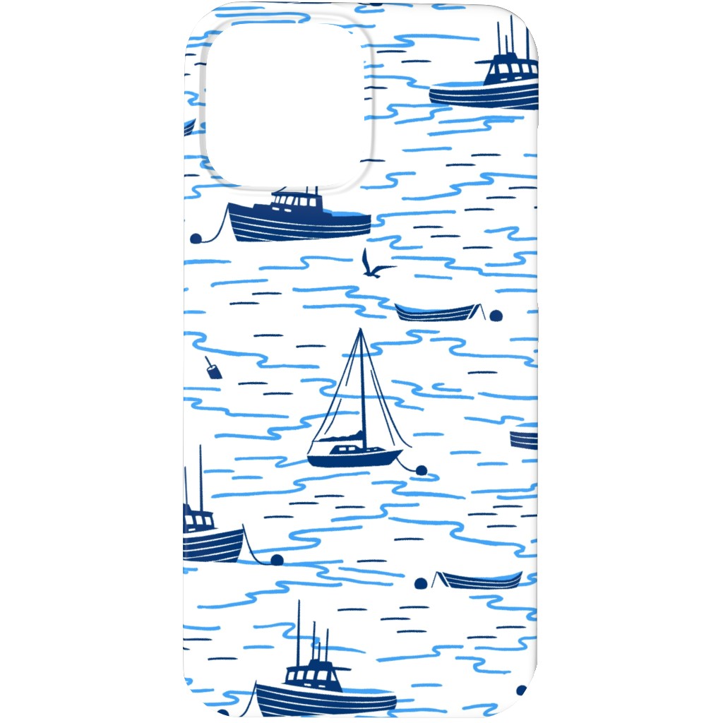 Harbor Boats - Blue on White Phone Case, Silicone Liner Case, Matte, iPhone 13 Pro, Blue, True Blue