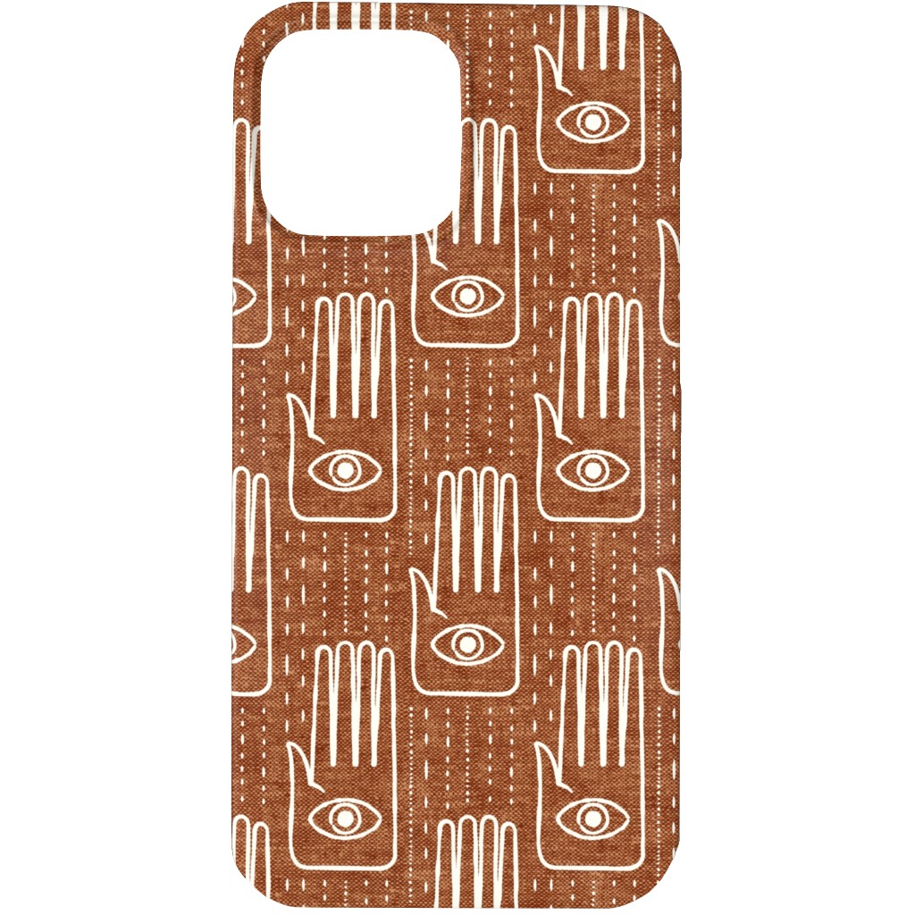 Adorned Palm Hands on Woven Ginger Phone Case, Silicone Liner Case, Matte, iPhone 13 Pro, Orange