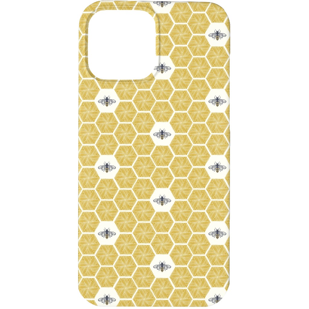 Bees Stitched Honeycomb - Gold Phone Case, Slim Case, Matte, iPhone 13 Pro, Yellow