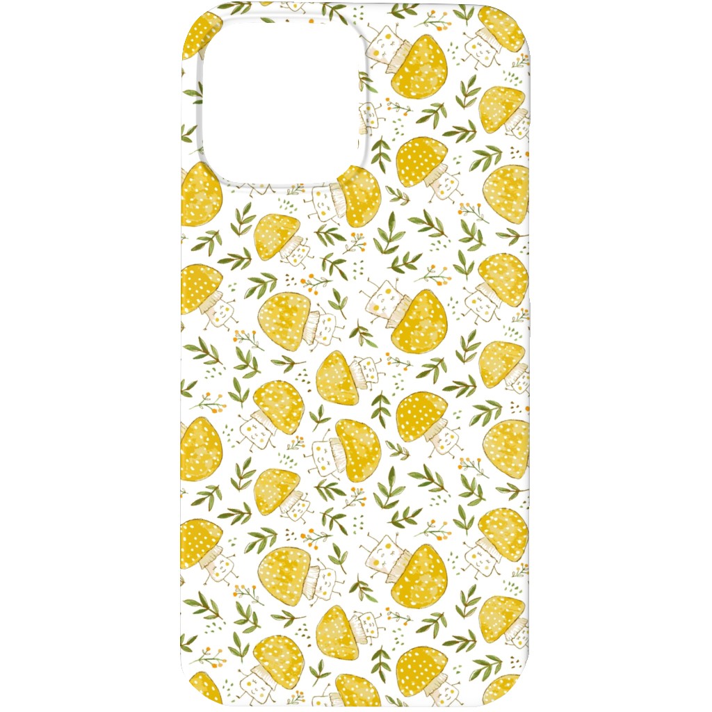 the Happiest Little Mushrooms - Yellow Phone Case, Slim Case, Matte, iPhone 13 Pro, Yellow
