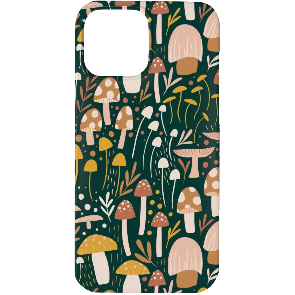Woodland Mushroom Meadow - Green Phone Case, Slim Case, Matte, iPhone 13 Pro, Green