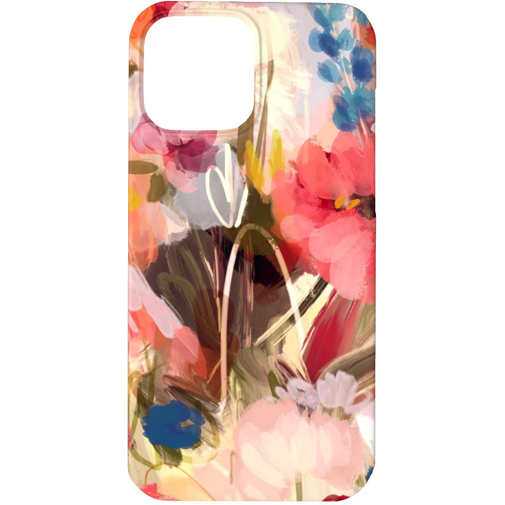 Painterly Abstract Floral Phone Case, Slim Case, Matte, iPhone 13 Pro, Pink, Bright Pink