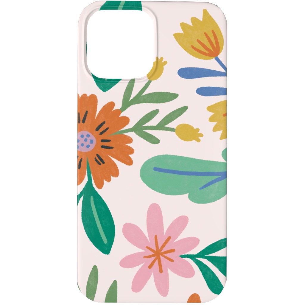 Happy Flowers - Multi on Pink Phone Case, Slim Case, Matte, iPhone 13 Pro, Multicolor