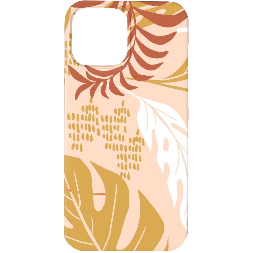 Paradiso - Tropical Palm Fronds - Golden Blush Phone Case, Slim Case, Matte, iPhone 13 Pro, Pink