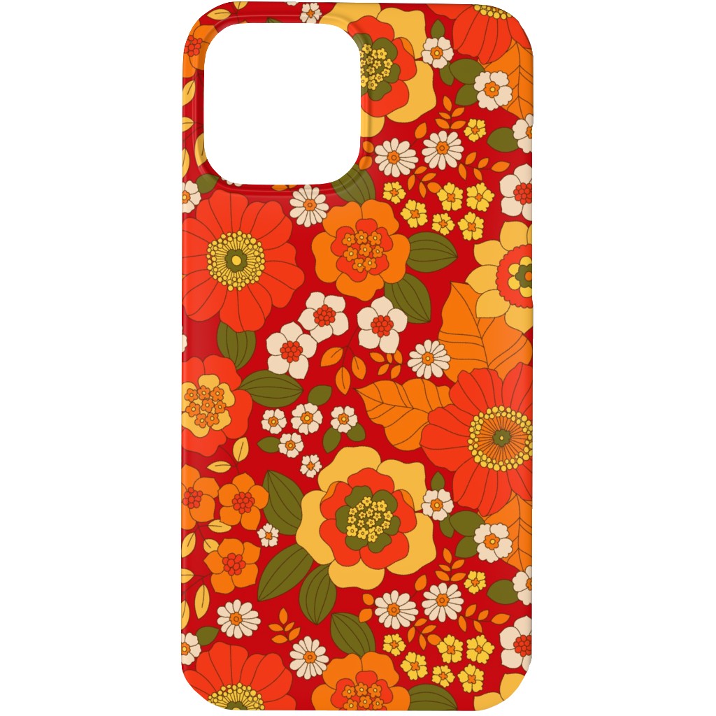 Vintage Flora - Red Phone Case, Slim Case, Matte, iPhone 13 Pro, Orange, Orange