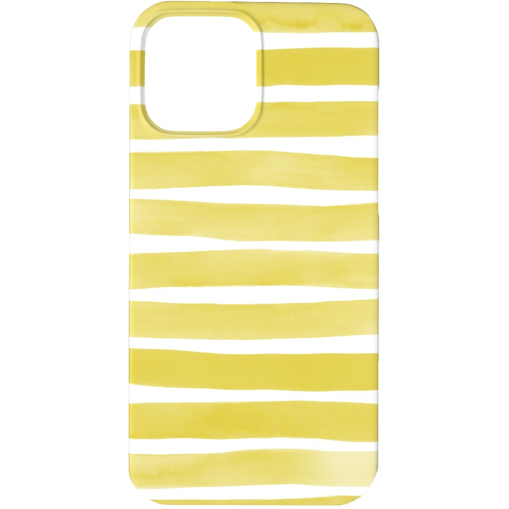 Imperfect Watercolor Stripes Phone Case, Slim Case, Matte, iPhone 13 Pro, Yellow