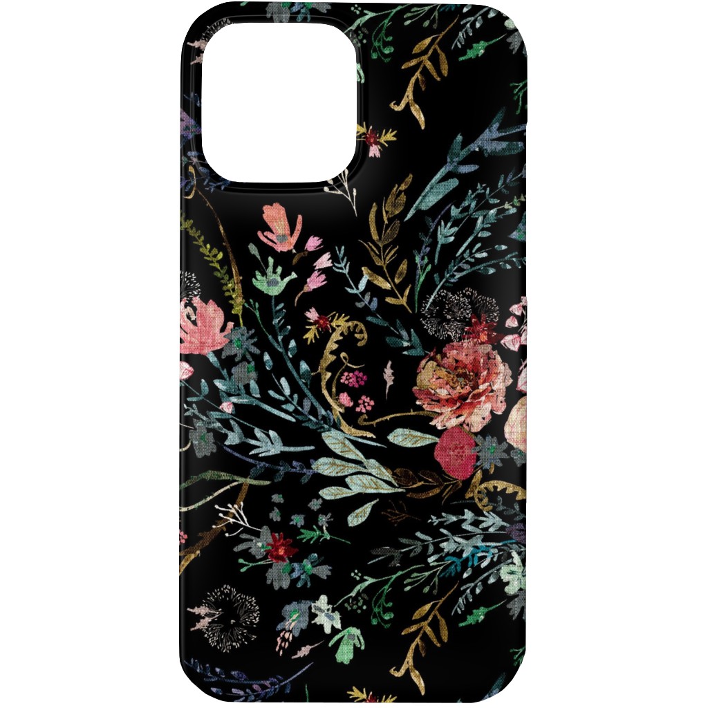 Fable Floral - Black Phone Case, Slim Case, Matte, iPhone 13 Pro, Black