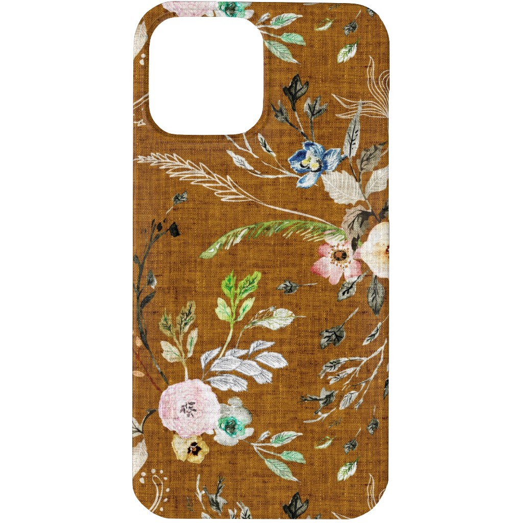 La Boheme Floral - Russet Phone Case, Slim Case, Matte, iPhone 13 Pro, Brown