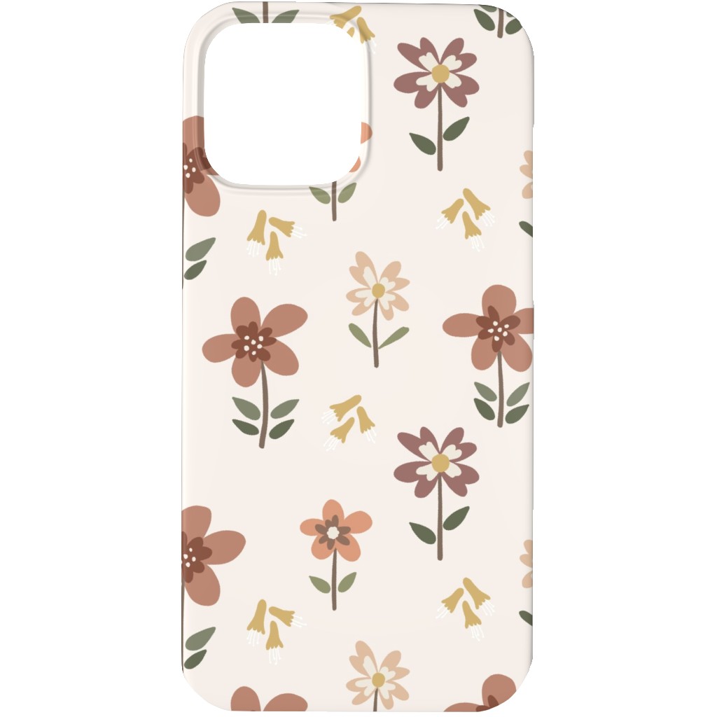 Cute Daisies & Foxgloves Floral - Earth Tones Phone Case, Slim Case, Matte, iPhone 13 Pro, Pink