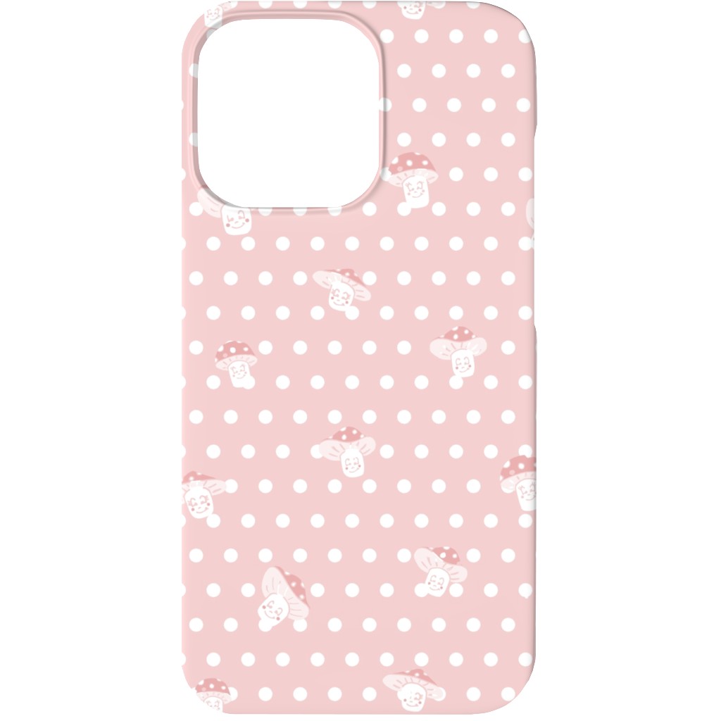 Mushroom and Dots - Pink Phone Case, Silicone Liner Case, Matte, iPhone 13, Pink