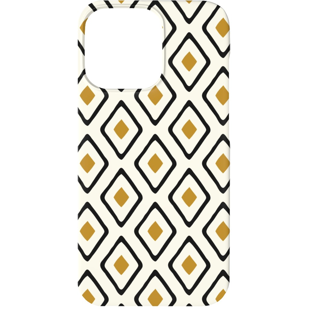 Diamond in Diamond - Caramel, Black and Ivory Phone Case, Silicone Liner Case, Matte, iPhone 13, Beige
