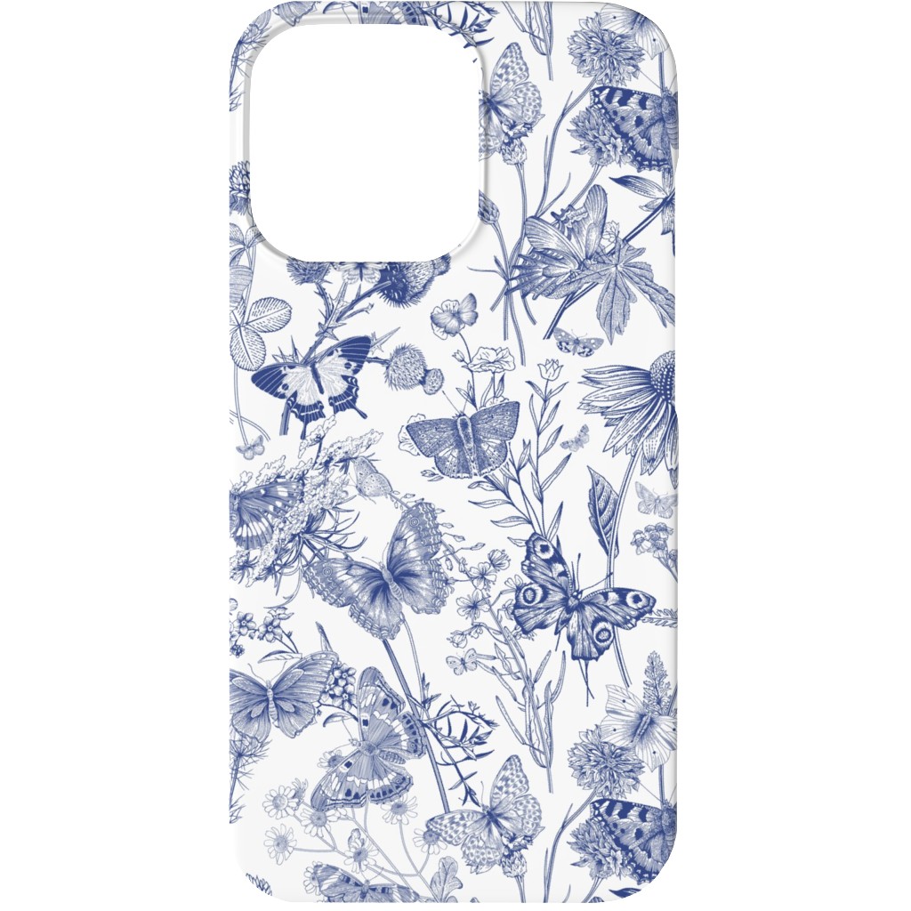 Butterflies and Wild Flowers Phone Case, Silicone Liner Case, Matte, iPhone 13, Blue