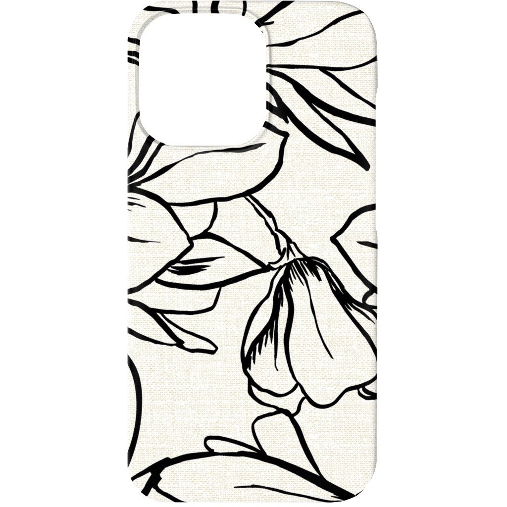 Magnolia Garden - Textured - White & Black Phone Case, Silicone Liner Case, Matte, iPhone 13, Beige