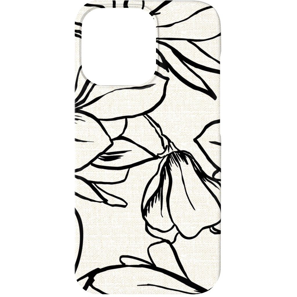 Magnolia Garden - Textured - White & Black Phone Case, Silicone Liner Case, Matte, iPhone 13, Beige, Pearl