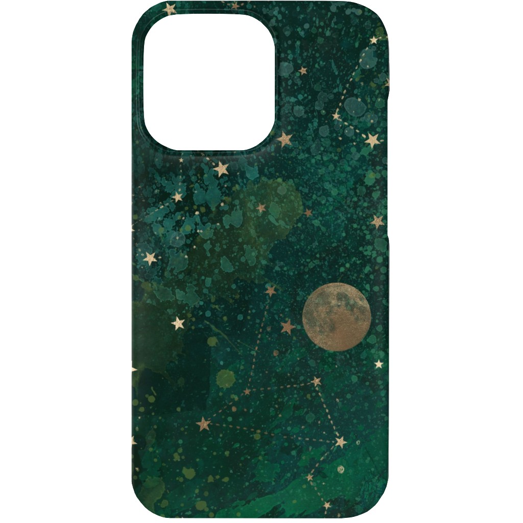 Moon and Stars - Green Phone Case, Silicone Liner Case, Matte, iPhone 13, Green