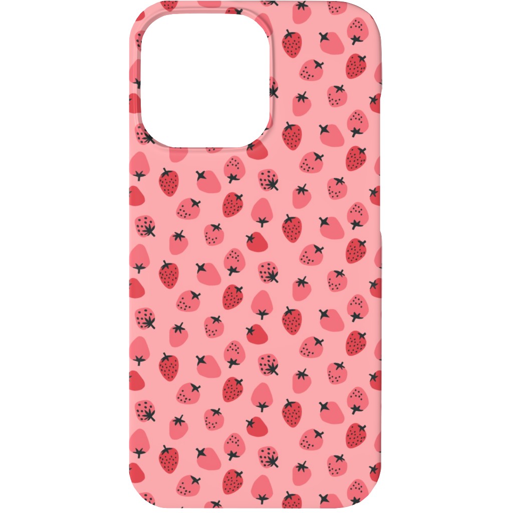 Red Strawberries - Pink Phone Case, Silicone Liner Case, Matte, iPhone 13, Pink