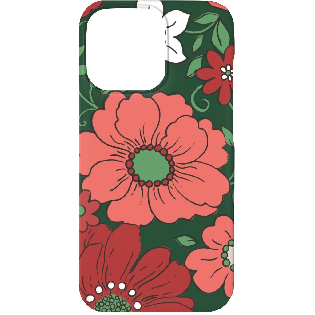 Camilla Retro Floral Christmas - Red and Green Phone Case, Silicone Liner Case, Matte, iPhone 13, Multicolor