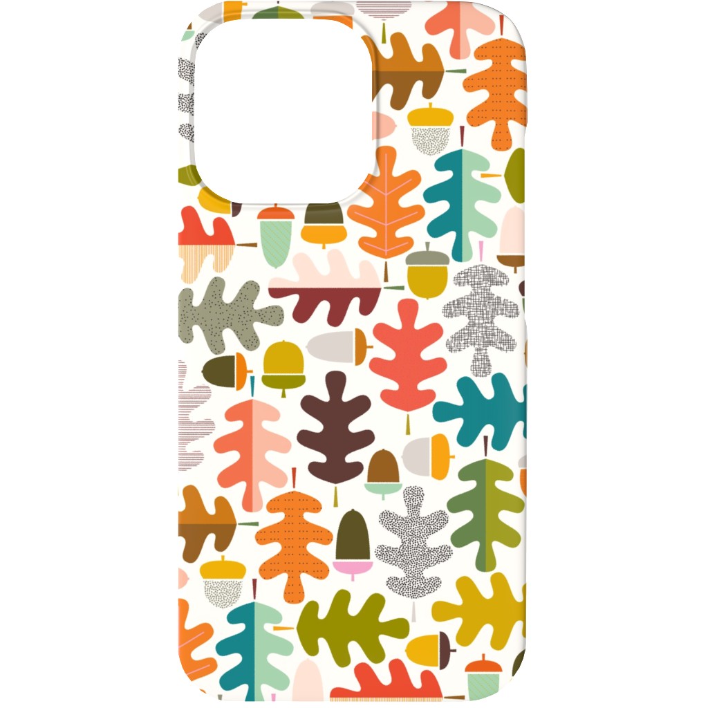 Autumn Oak Tree - Multi on White Phone Case, Silicone Liner Case, Matte, iPhone 13, Multicolor