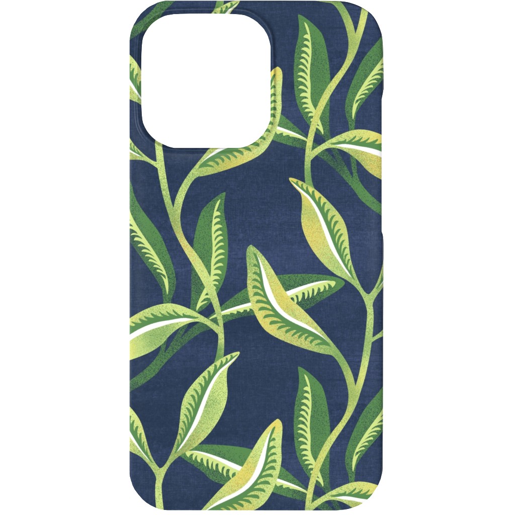 Green Leafy Vines - Blue and Green Phone Case, Silicone Liner Case, Matte, iPhone 13, Green