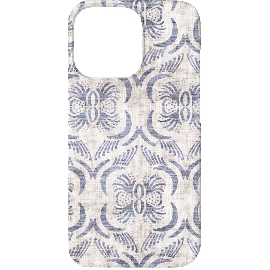 French Linen Geo Floral Phone Case, Silicone Liner Case, Matte, iPhone 13, Gray